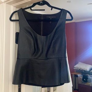 Great Black Faux Leather BCBG top! Size S. Worn once!